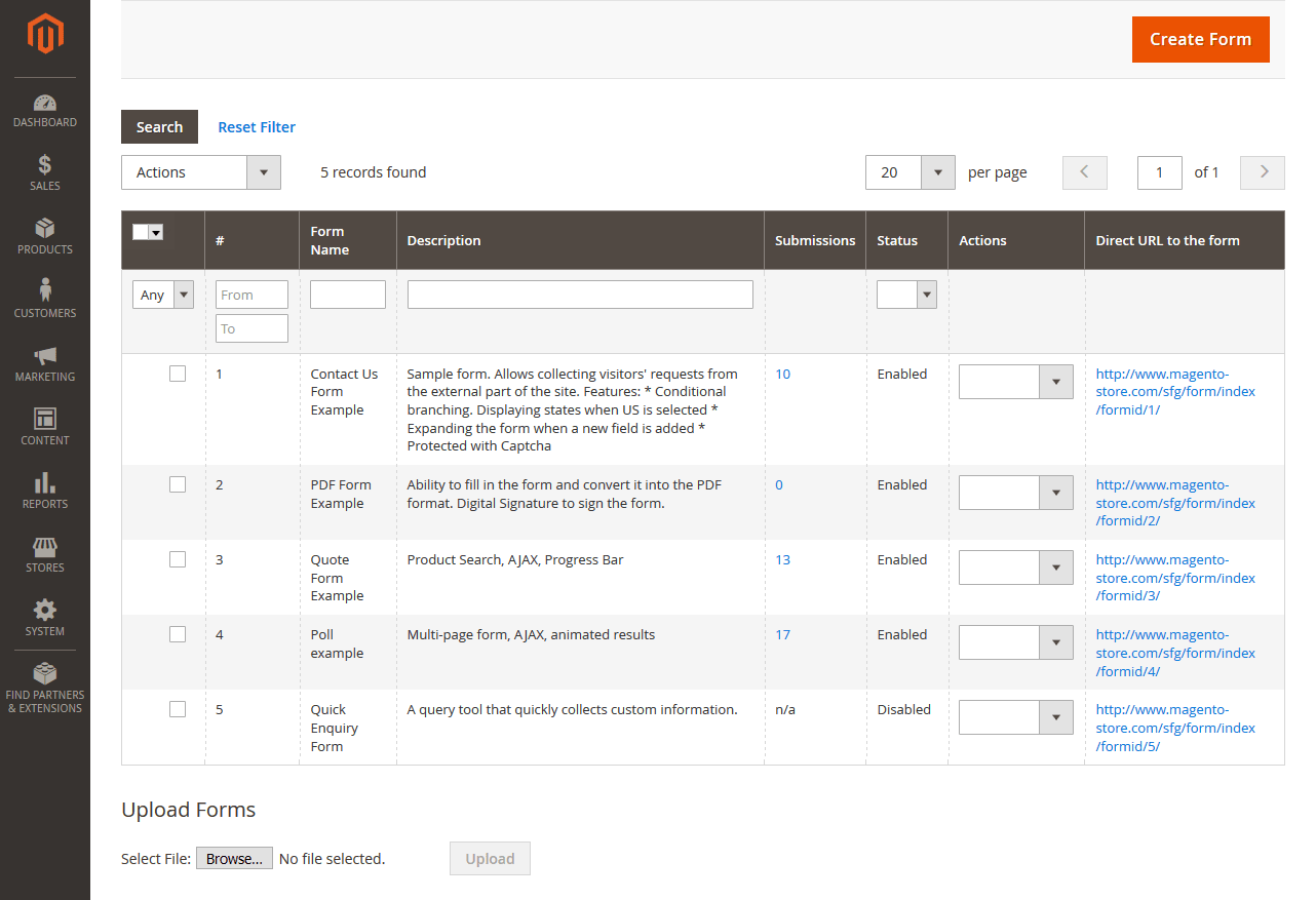 screenshot of Magento 2 Form Builder